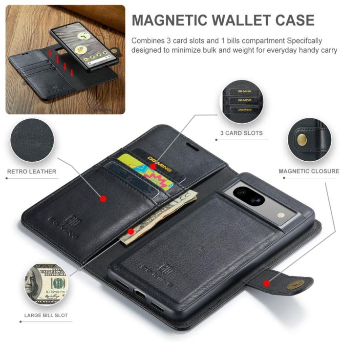 Bild 6, DG.MING DG.MING Google Pixel 7A 2in1 Magnet Fodral / Skal Svart