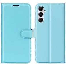  Samsung Galaxy A05s 4G Fodral Litchi L&auml;der Ljus Bl&aring;