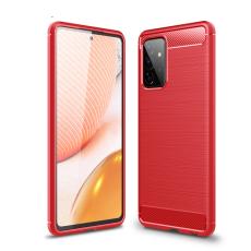  Samsung Galaxy A72 - Borstad St&aring;l Textur Skal - R&ouml;d