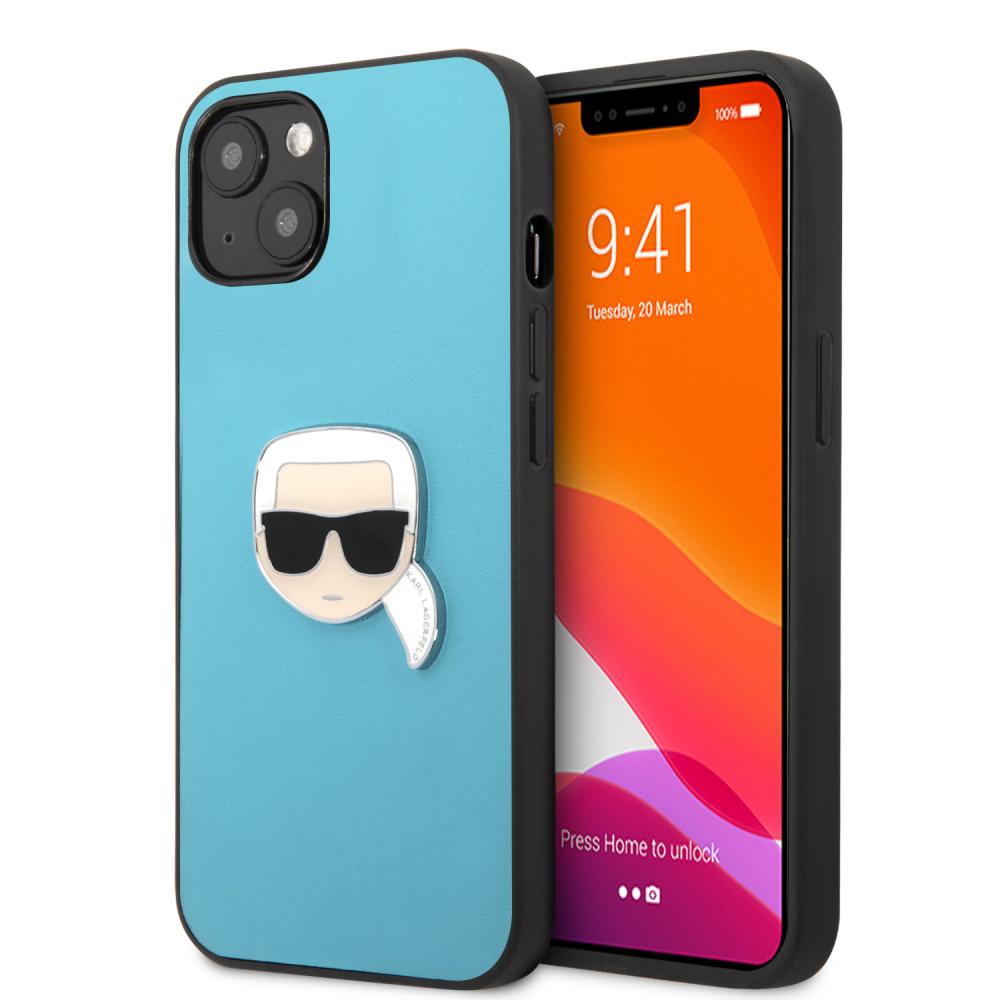 Karl Lagerfeld Karl Lagerfeld iPhone 13 Skal PU Läder Karl Head Blå
