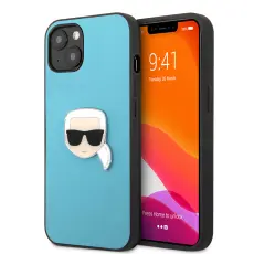 Karl Lagerfeld Karl Lagerfeld iPhone 13 Skal PU L&auml;der Karl Head Bl&aring;