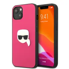 Karl Lagerfeld Karl Lagerfeld iPhone 13 Skal PU L&auml;der Karl Head Rosa