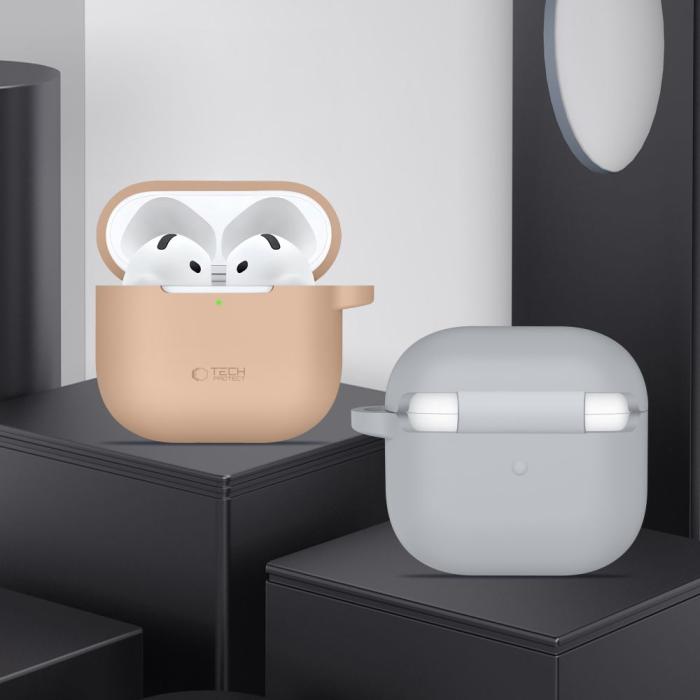 Bild 3, Tech-Protect Tech-Protect AirPods 4 Skal Silikon Hook Dusty Pink