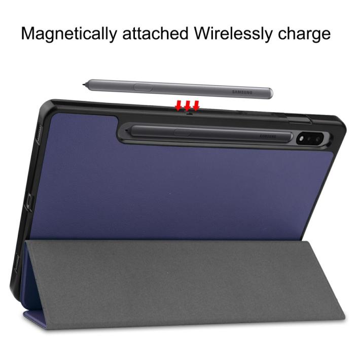 Bild 6,  Samsung Galaxy Tab S7 / Tab S8 Fodral Tri-Fold Pennhållare Blå