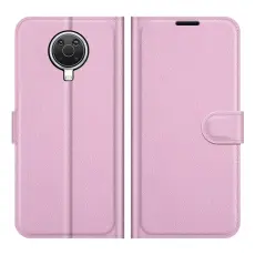  Nokia G10 / G20 Fodral Litchi L&auml;der Ljus Rosa