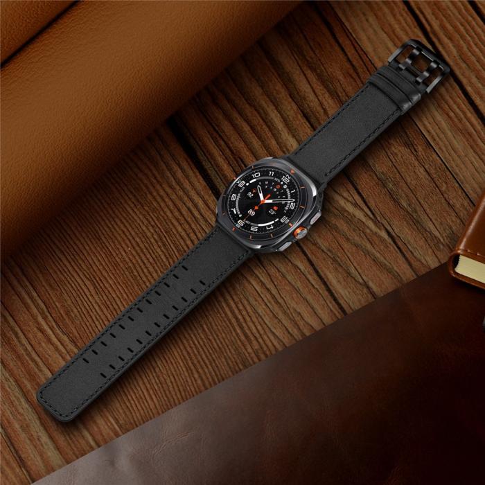 Bild 5,  Samsung Galaxy Watch 8 46/44/40 mm Armband Äkta Läder Svart