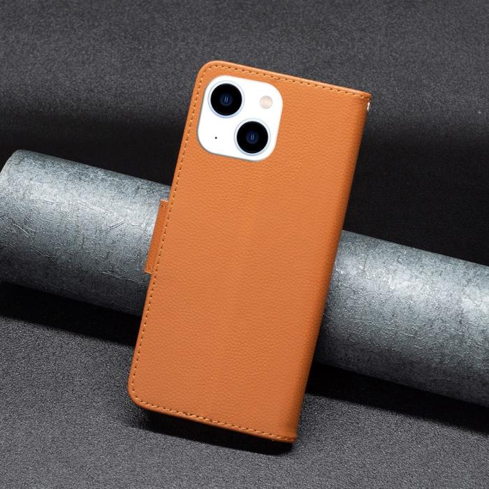 Bild 5,  iPhone 15 Fodral Shark Litchi Läder Brun