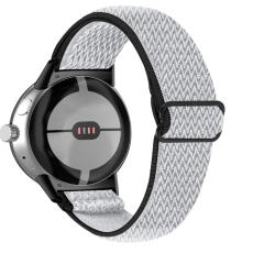  Google Pixel Watch / Watch 2 Justerbart Nylon Armband Svart/Vit