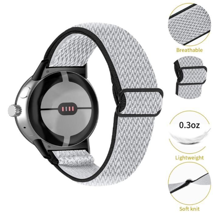 Bild 2,  Google Pixel Watch / Watch 2 Justerbart Nylon Armband Svart/Vit