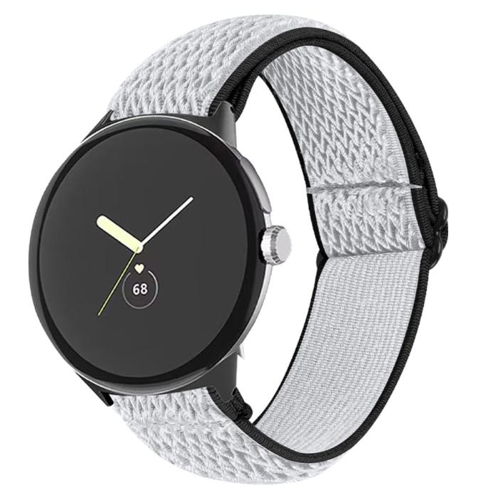 Bild 3,  Google Pixel Watch / Watch 2 Justerbart Nylon Armband Svart/Vit