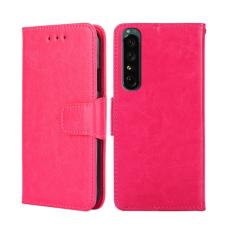  Sony Xperia 1 IV Fodral Crazy Horse L&auml;der Rosa