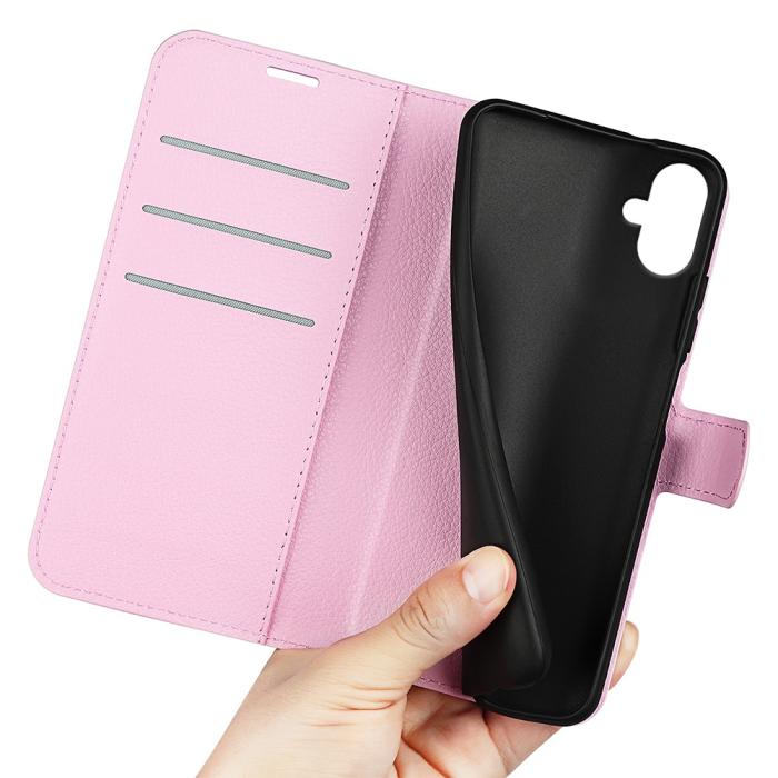 Bild 4,  Samsung Galaxy A07 Fodral Litchi Läder Ljus Rosa