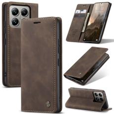 CASEME CASEME Xiaomi 14T Pro Fodral Flip L&auml;der M&ouml;rk Brun