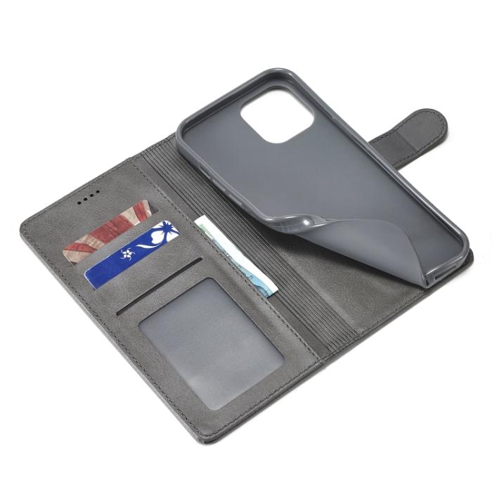 Bild 6, LC.IMEEKE LC.IMEEKE iPhone 14 Fodral Läder Grå
