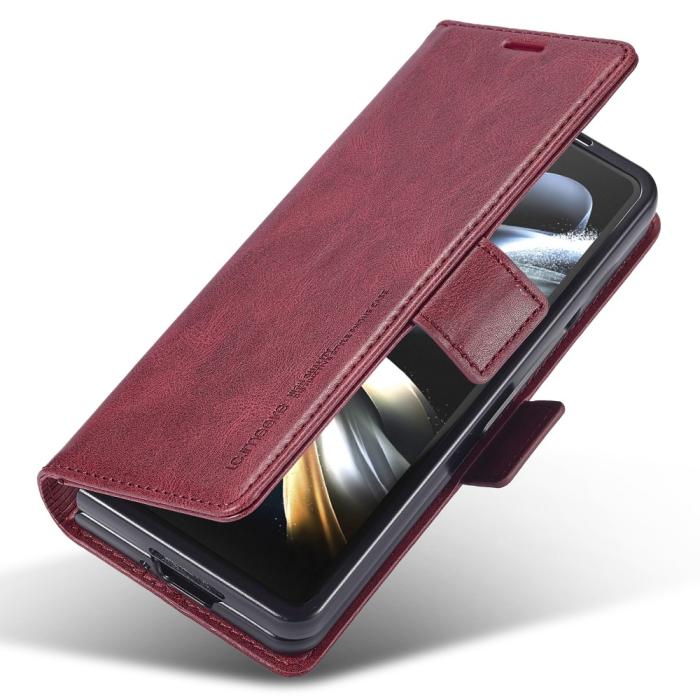 Bild 3, LC.IMEEKE LC.IMEEKE Galaxy Z Fold 5 Fodral RFID Läder Röd