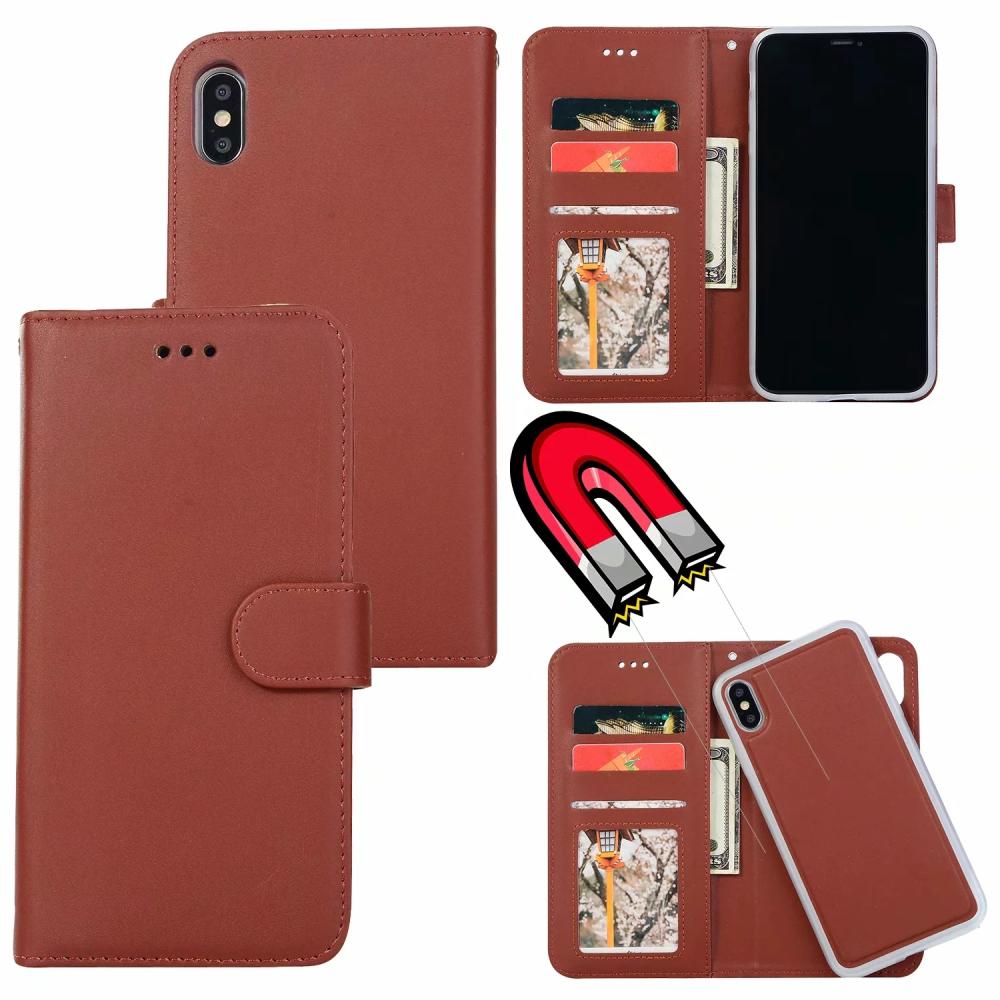 iPhone X/Xs - Plånboksfodral / Magnet Skal 2in1 - Brun