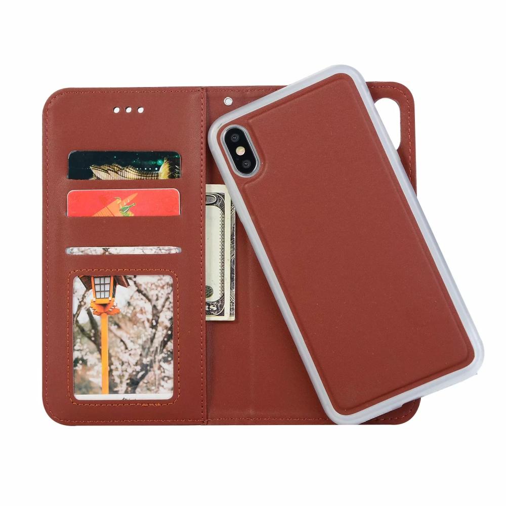  iPhone X/Xs - Plånboksfodral / Magnet Skal 2in1 - Brun