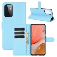  Samsung Galaxy A72 - Litchi L&auml;der Fodral - Bl&aring;