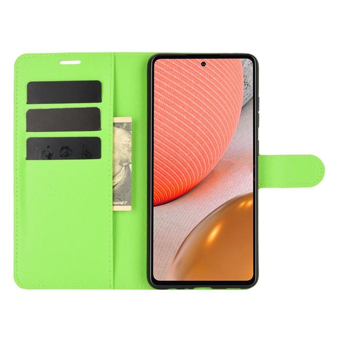 Bild 4,  Samsung Galaxy A72 - Litchi Läder Fodral - Grön