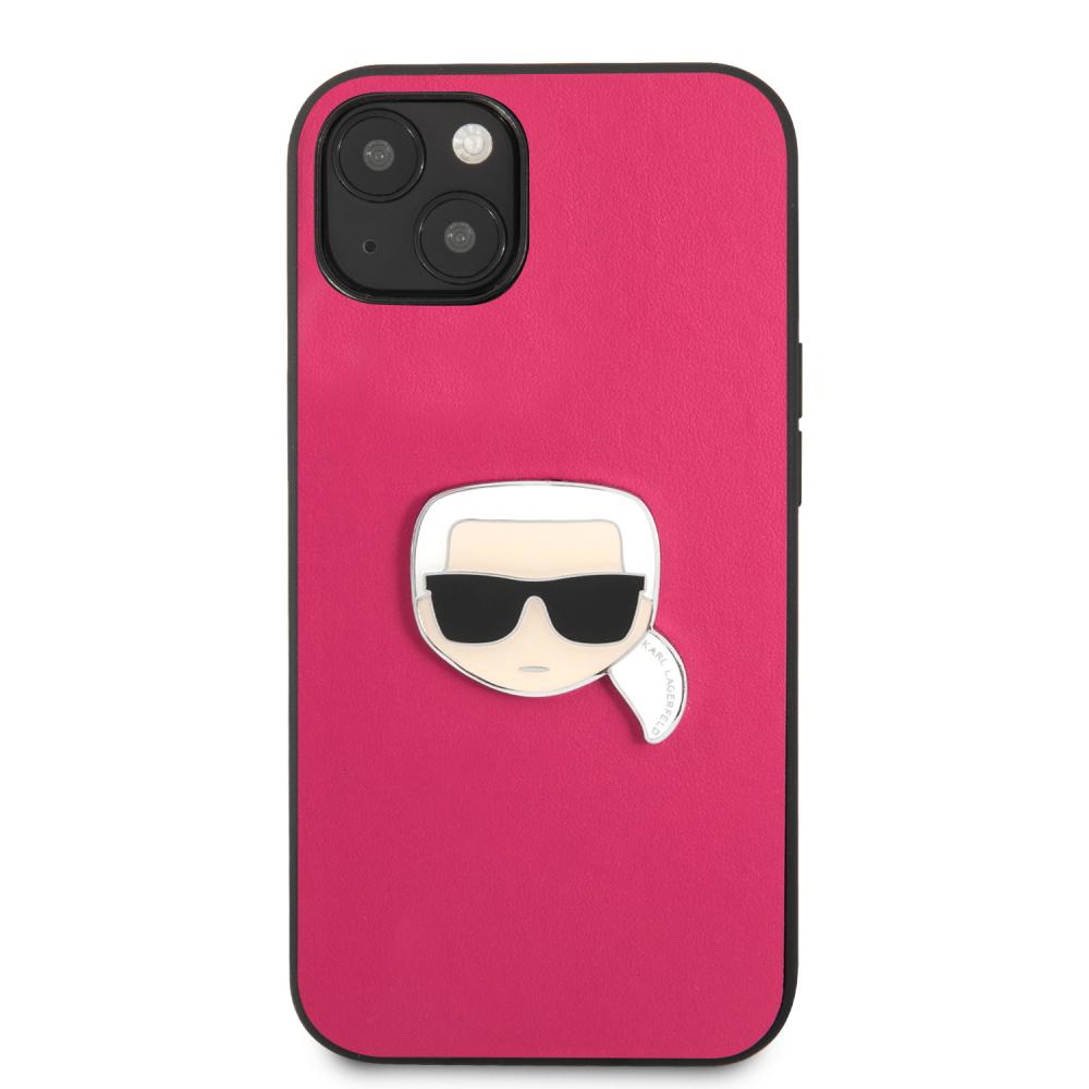 Karl Lagerfeld Karl Lagerfeld iPhone 13 Skal PU Läder Karl Head Rosa