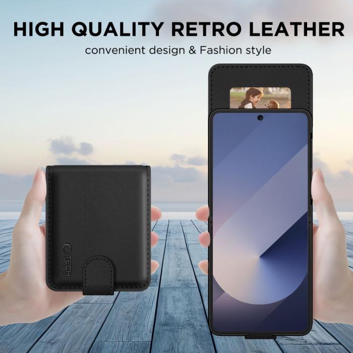 Bild 2, Tech-Protect Tech-Protect Galaxy Z Flip 7 FE / Flip 6 Fodral Läder Svart