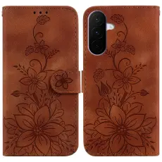  Samsung Galaxy A27 5G Fodral L&auml;der Blommor Brun