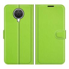  Nokia G10 / G20 Fodral Litchi L&auml;der Gr&ouml;n