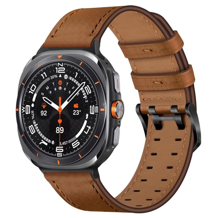 Bild 2,  Samsung Galaxy Watch 8 46/44/40 mm Armband Äkta Läder Brun