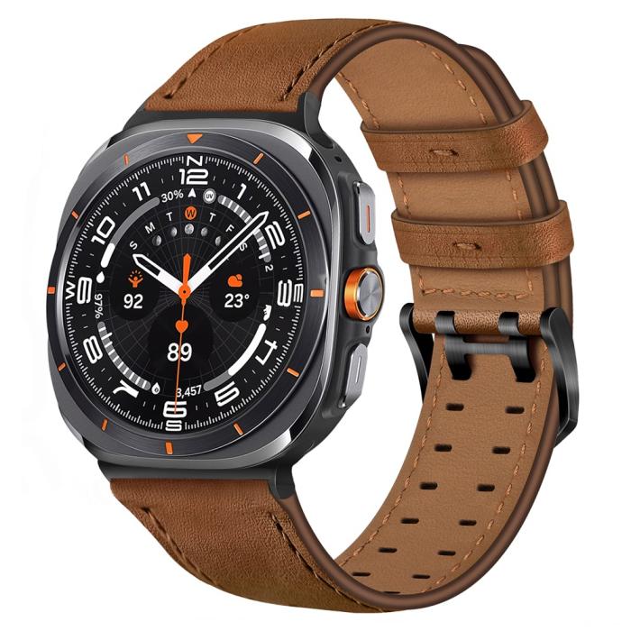 Bild 3,  Samsung Galaxy Watch 8 46/44/40 mm Armband Äkta Läder Brun