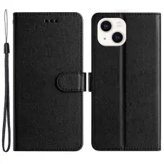  iPhone 15 Fodral Silk Textur Med Snodd Svart