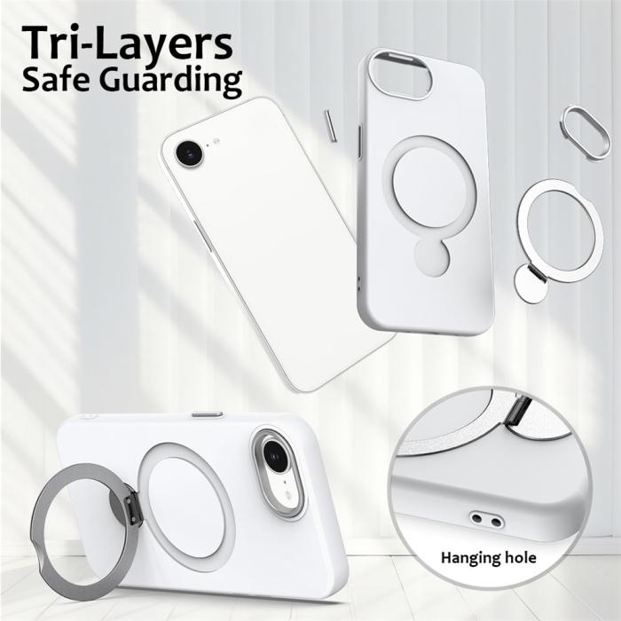 Bild 6,  iPhone 17e / 16e Skal MagSafe Kickstand Hybrid Vit