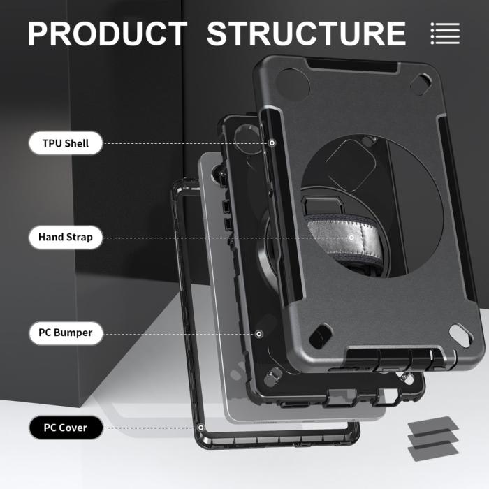 Bild 5,  Samsung Galaxy Tab A9 Skal 360 Rotation Shockproof Med Rem