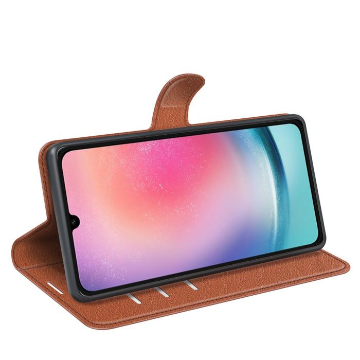 Bild 3,  Samsung Galaxy A16 Fodral Litchi Läder Brun