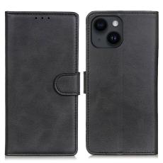  iPhone 15 Plus Fodral Solid L&auml;der Svart
