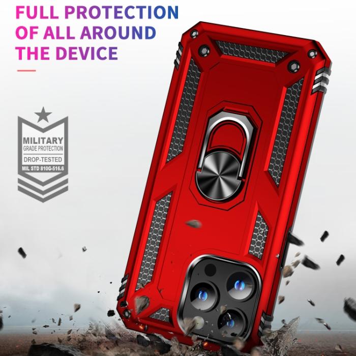 Bild 3,  iPhone 15 Pro Max Skal Shockproof Armor Ring Röd