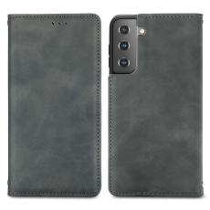  Samsung Galaxy S22 Plus Fodral Flip Retro L&auml;der Gr&aring;
