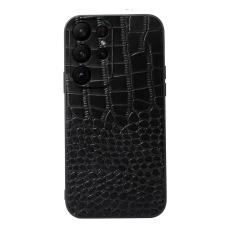  Samsung Galaxy S23 Ultra Skal &Auml;kta L&auml;der Krokodil Textur Svart