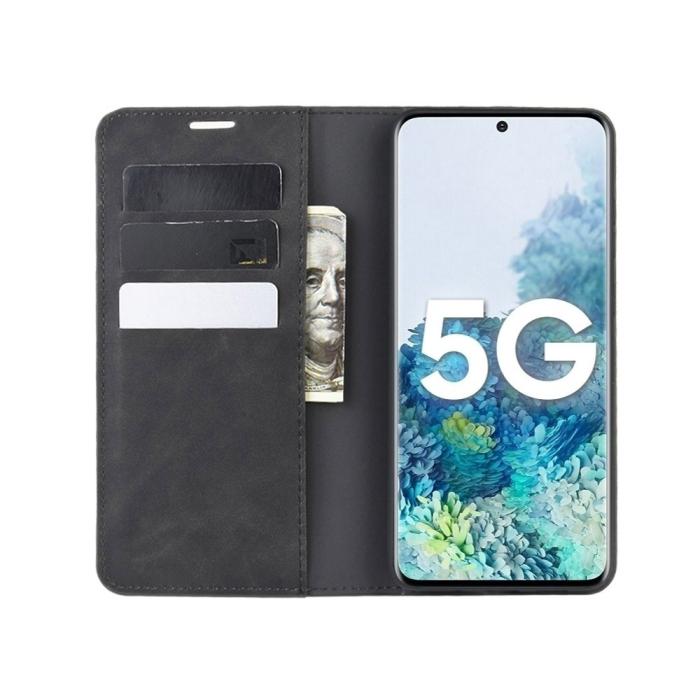 Bild 4,  Samsung Galaxy S20 FE - Silkeslent Läderfodral - Svart