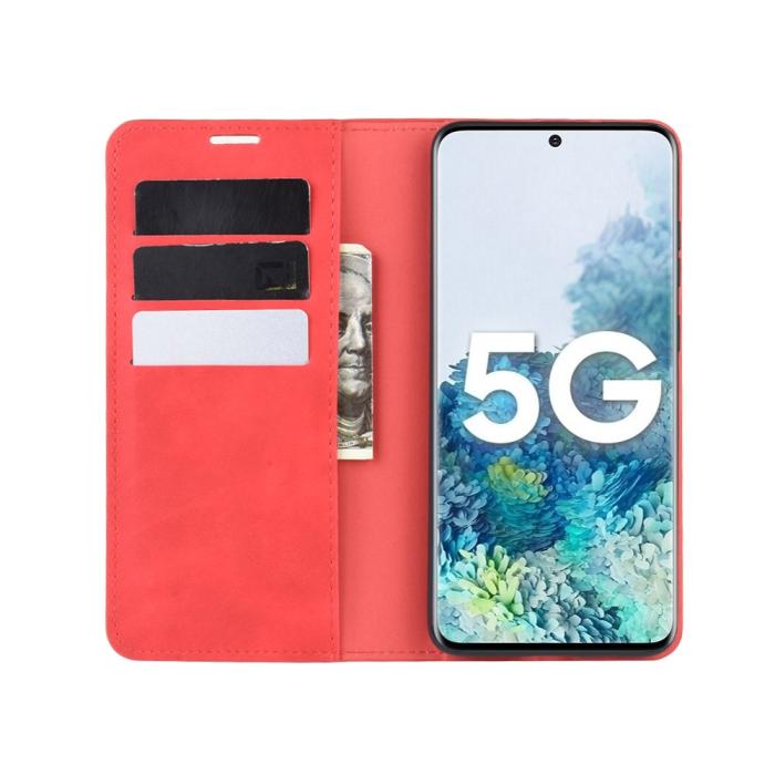 Bild 4,  Samsung Galaxy S20 FE - Silkeslent Läderfodral - Röd