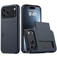  iPhone 17 Pro Skal Hybrid Med Kortfack Bl&aring;