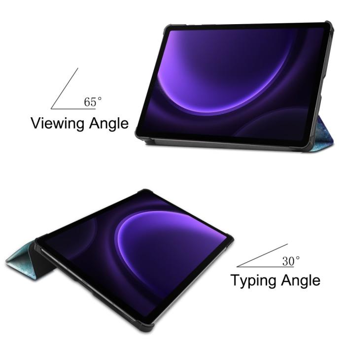 Bild 2,  Samsung Galaxy Tab S9 FE Fodral Tri-Fold Läder Cosmic Space