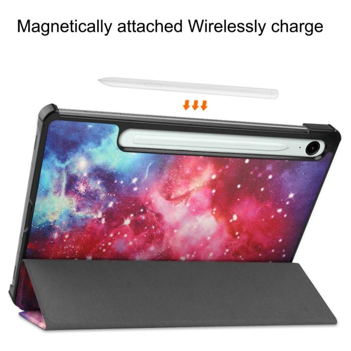 Bild 4,  Samsung Galaxy Tab S9 FE Fodral Tri-Fold Läder Cosmic Space