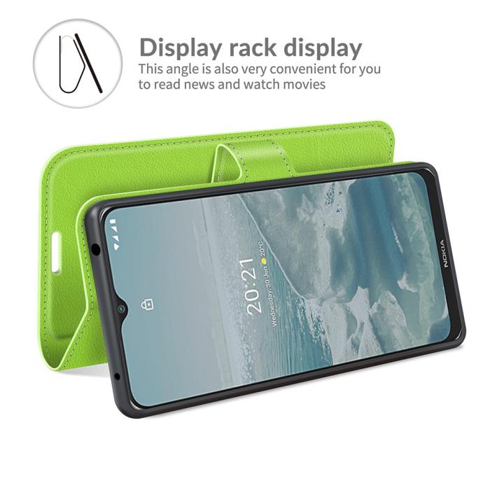 Bild 6,  Nokia G10 / G20 Fodral Litchi Läder Grön