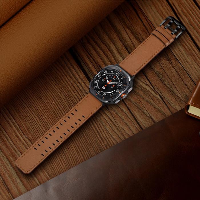 Bild 5,  Samsung Galaxy Watch 8 46/44/40 mm Armband Äkta Läder Brun