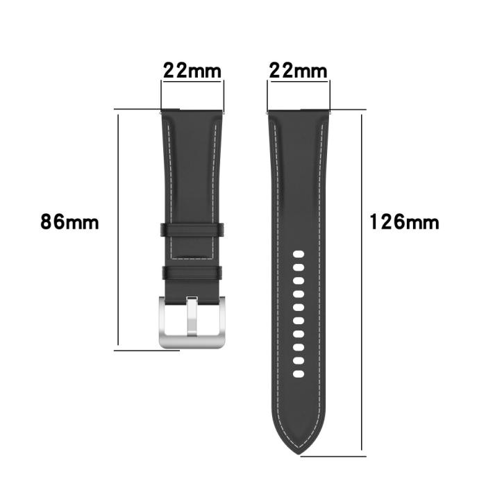 Bild 6,  Äkta Läder Armband Smartwatch (22 mm) Svart