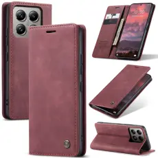 CASEME CASEME Xiaomi 14T Pro Fodral Flip L&auml;der Vinr&ouml;d
