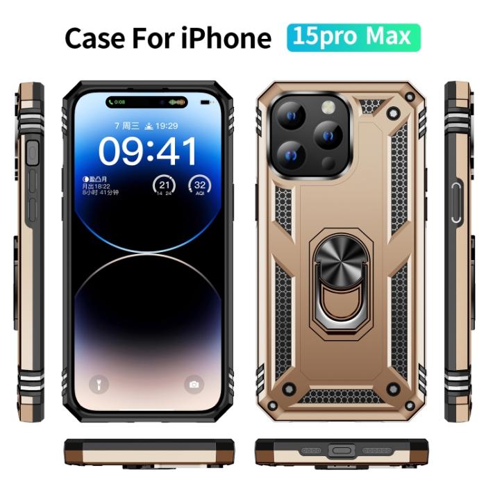 Bild 2,  iPhone 15 Pro Max Skal Shockproof Armor Ring Guld