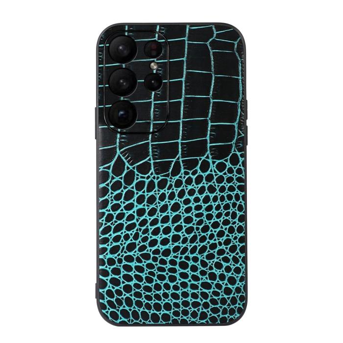Bild 4,  Samsung Galaxy S23 Ultra Skal Äkta Läder Krokodil Textur Brun