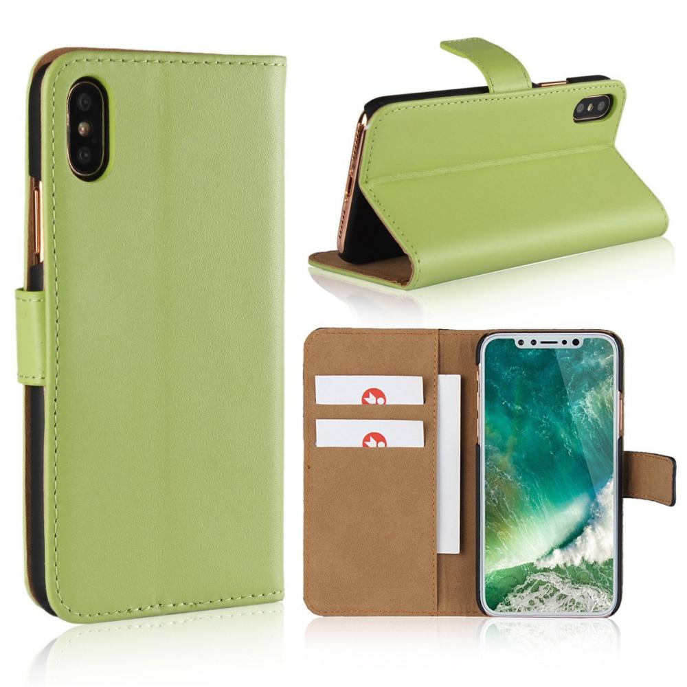  iPhone X/Xs - Fodral I Äkta Läder - Grön