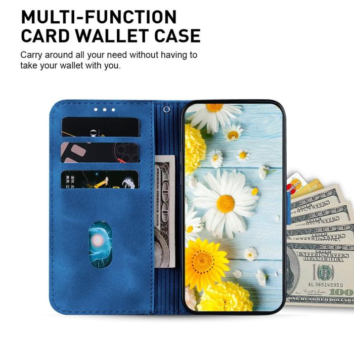Bild 2,  Samsung Galaxy A27 5G Fodral Läder Blommor Mörk Blå